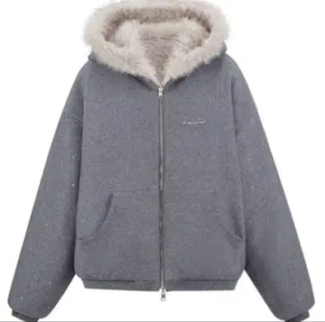 andwang kirakira 2way fur zip up gray