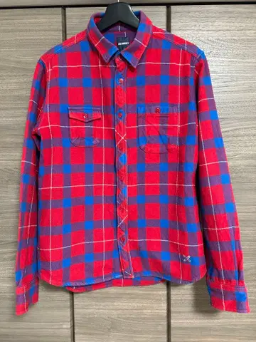 XLARGE 빨간색과 파란색 체크 플란넬 셔츠 M