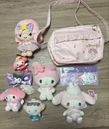 산리오 봉제 인형, 스티커, 씰, 머리끈 가방 세트