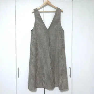 [ 새상품급 ] 23구 건클럽 체크 원피스 오버롤 스커트 스트레치