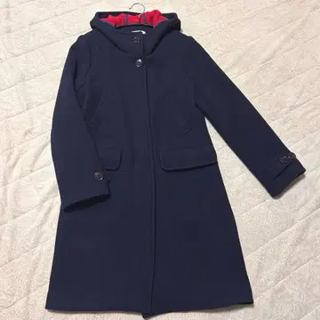 LENER 레네르 울 코트 네이비 빨간색 안감