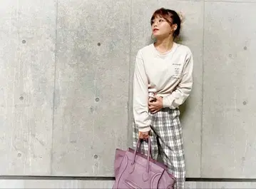 우노 미사코 프로듀스 LAVANDA 체크 와이드 팬츠