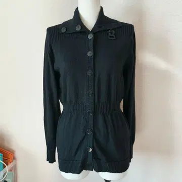 피코네 긴팔 가디건 블랙 40 롱 기장 울 얇은 소재