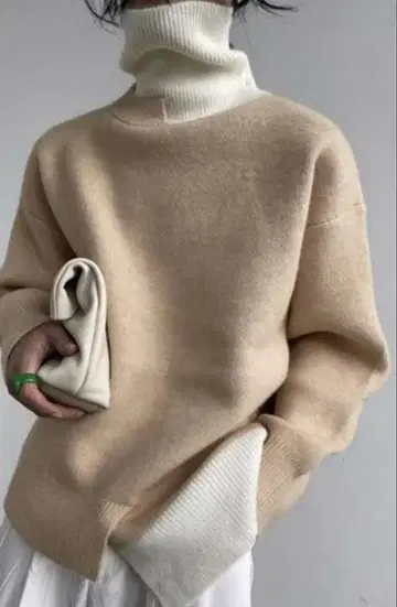 Deuku 듀크 터틀넥 절개 니트 스웨터