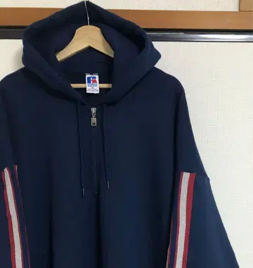 데드 소매 라인 USA제 90s 러셀 하프 지퍼 맨투맨 후드티