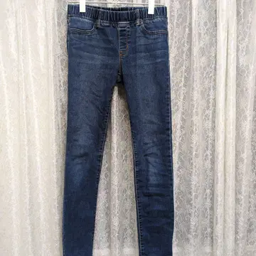 다크 블루 스트레이트 데님 허리밴딩