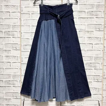 COCODEAL 코코딜 마 혼방 데님 이소재 플리츠 스커트