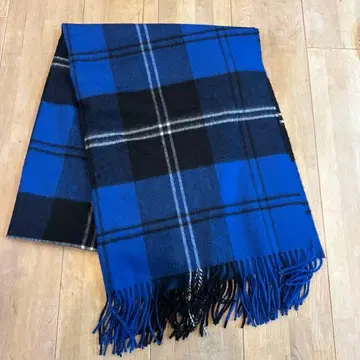 존스턴스 캐시미어 대형 스톨 블루 계열 체크