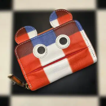 컬러풀 체크 무늬 곰 귀 코인 케이스