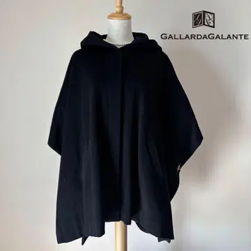 [새상품급] GALLARDAGALANTE 후드 부착 울 판초 코트 블랙