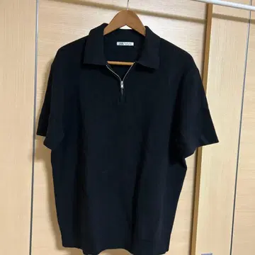 ZARA 블랙 L 지퍼 니트 피케 셔츠