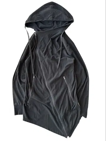 diagonal zip long hoodie