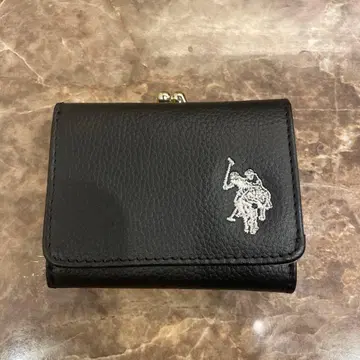 U.S POLO ASSN. 블랙 가죽 이단 접이식 지갑 로고