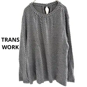 TRANS WORK 블랙 니트 올 패턴 튜닉 L 트랜스워크