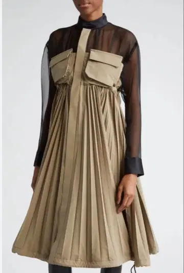 Sacai 23aw Mixed Media Long Sleeve Dress