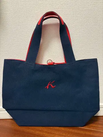 키타무라 리버서블 토트백 나일론 캔버스 바이컬러 바닥 플레이트 있음
