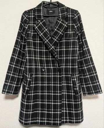 salire (사리아) 체크 무늬 테일러 페이크 울 코트 블랙 M 새상품