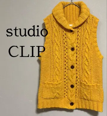 studio clip 울 100% 케이블 짜임 니트 베스트 숄카라