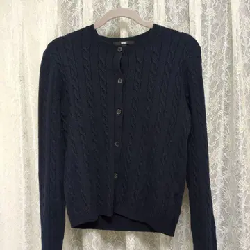 네이비 케이블 짜임 가디건