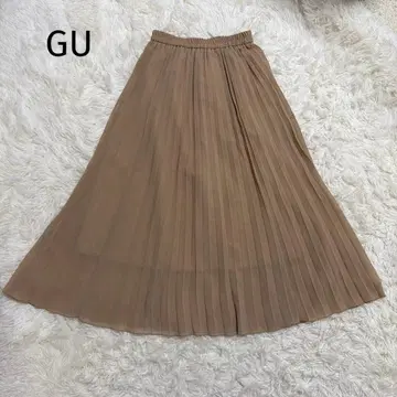 GU 지유 [ S ] 플리츠 롱 스커트 잔잔한 플리츠 오피스 캐주얼