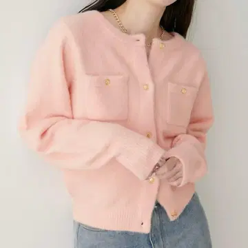 수플레얀 단추 포켓 가디건