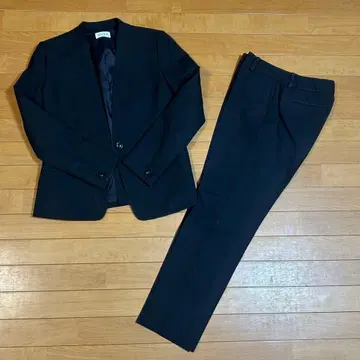 PLST 블랙 블랙 팬츠 수트 상하의 L 사이즈 세트