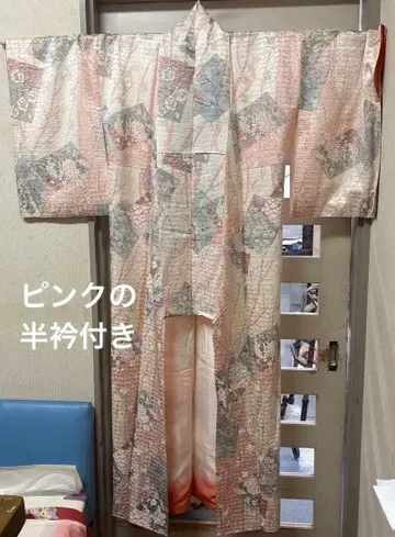 꽃무늬 코몬 기모노 핑크 파스텔 핑크