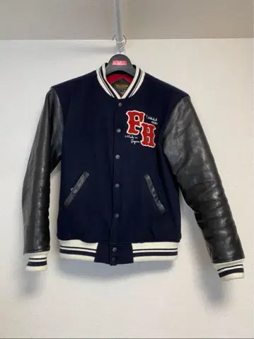 FLAT HEAD 바시티 자켓 네이비/블랙