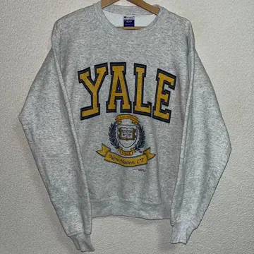 90s USA 챔피온 YALE 3단 프린트 맨투맨 M 그레이