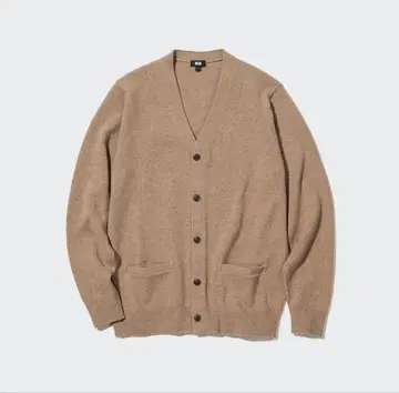 유니클로 라무 V넥 가디건 XL 베이지