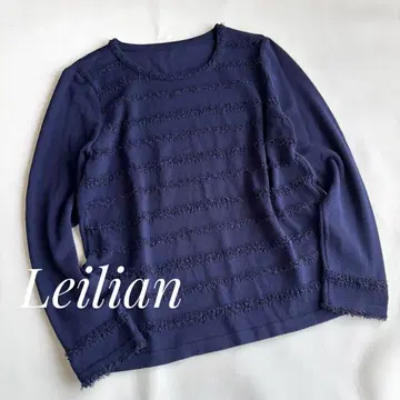 Leilian 레리안 니트 디자인 탁한 네이비 최근 모델 컨디션 최상