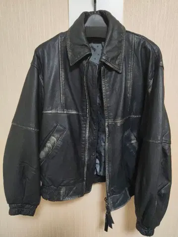 CONVERSE TOKYO 빈티지 가공 시어링 가죽 지퍼 블루종 S