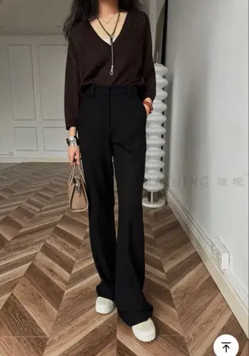 블랙 와이드 레그 슬랙스 새상품