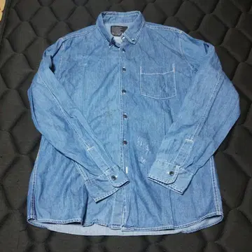 wmb / 데님 셔츠 / 데미지 가공 / M 사이즈 라이트 블루