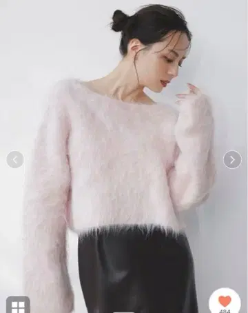 anuans 수리 알파카 숏 니트 풀오버 핑크