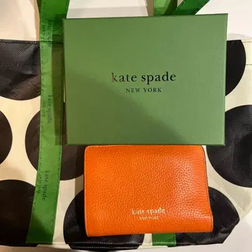 케이트 스페이드 이단 접이식 지갑 오렌지 핑크