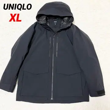 새상품급 UNIQLO 하이브리드 다운 후드티 3D컷 블랙 XL