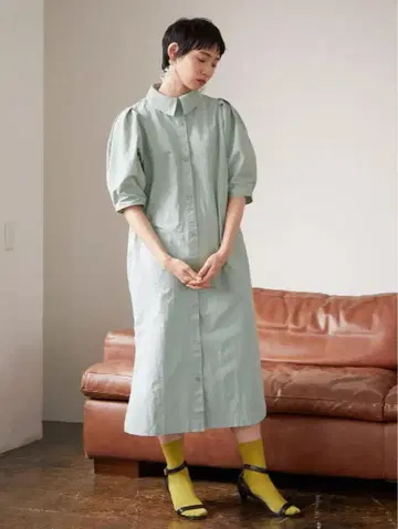 armonia 카라 달린 앞 버튼 반팔 원피스