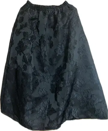 자카드 플라워 스커트 블랙 폴리에스테르 엘레강트 스타일