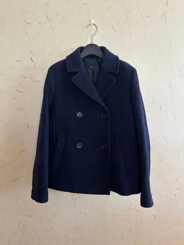 UNIQLO 여성용 L 네이비 더블 브레스트 피 코트