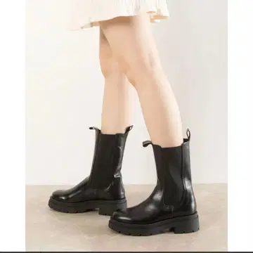 ENESS 블랙 사이드 고어 부츠 미들 부츠 통굽 25cm 블랙