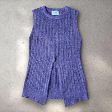 CLANE 클라네 퍼플 니트 베스트 슬리브리스 스웨터 튜닉