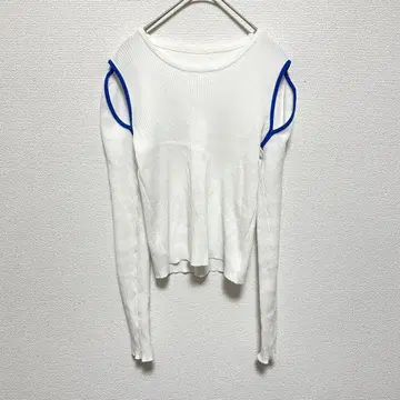 POET 리브 니트 상의 화이트 L 사이즈