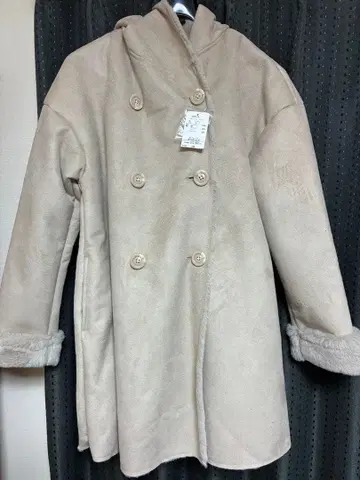 as know as 무스탕 코트 베이지 더블 브레스트