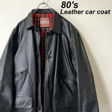 새상품급 구제 의류 80's 가죽 카 코트 자켓 커버올 블랙