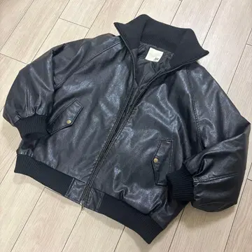 [새상품급] JaVa 인조 가죽 충전솜 블루종 봄버 자켓 블랙 L