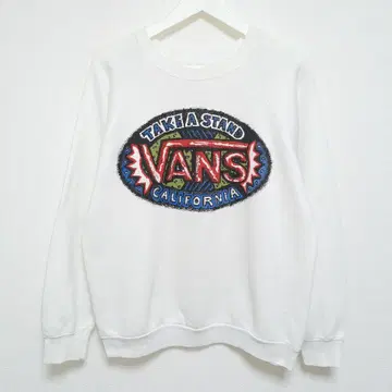 90s L VANS 반스 래글런 맨투맨 화이트 USA제