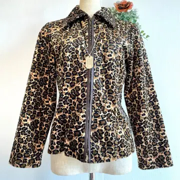 레오파드 레오파드 무늬 Y2K 헤이세이 갸루 자켓 아우터 상의 M