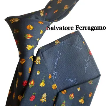 Salvatore Ferragamo 페라가모 네이비 빨간색 꽃무늬 넥타이