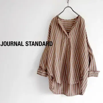 JOURNAL STANDARD 컬러 스트라이프 노카라 블라우스